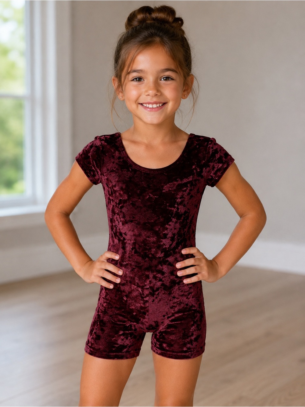 Gymnastics ~ Velvet Burgundy Kids One Piece Bodysuit